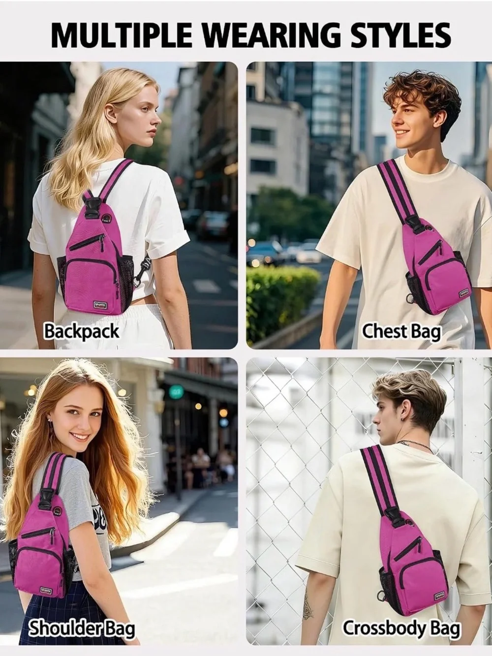 Convertible Purple Sling Bag Crossbody Backpack